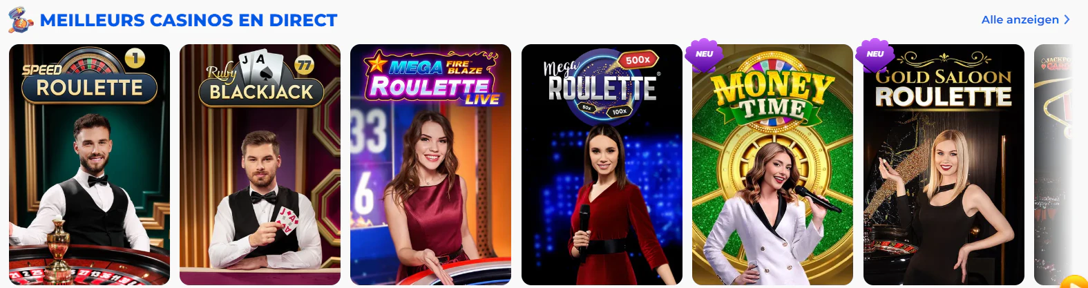 Casino en direct Posido avec roulette et blackjack